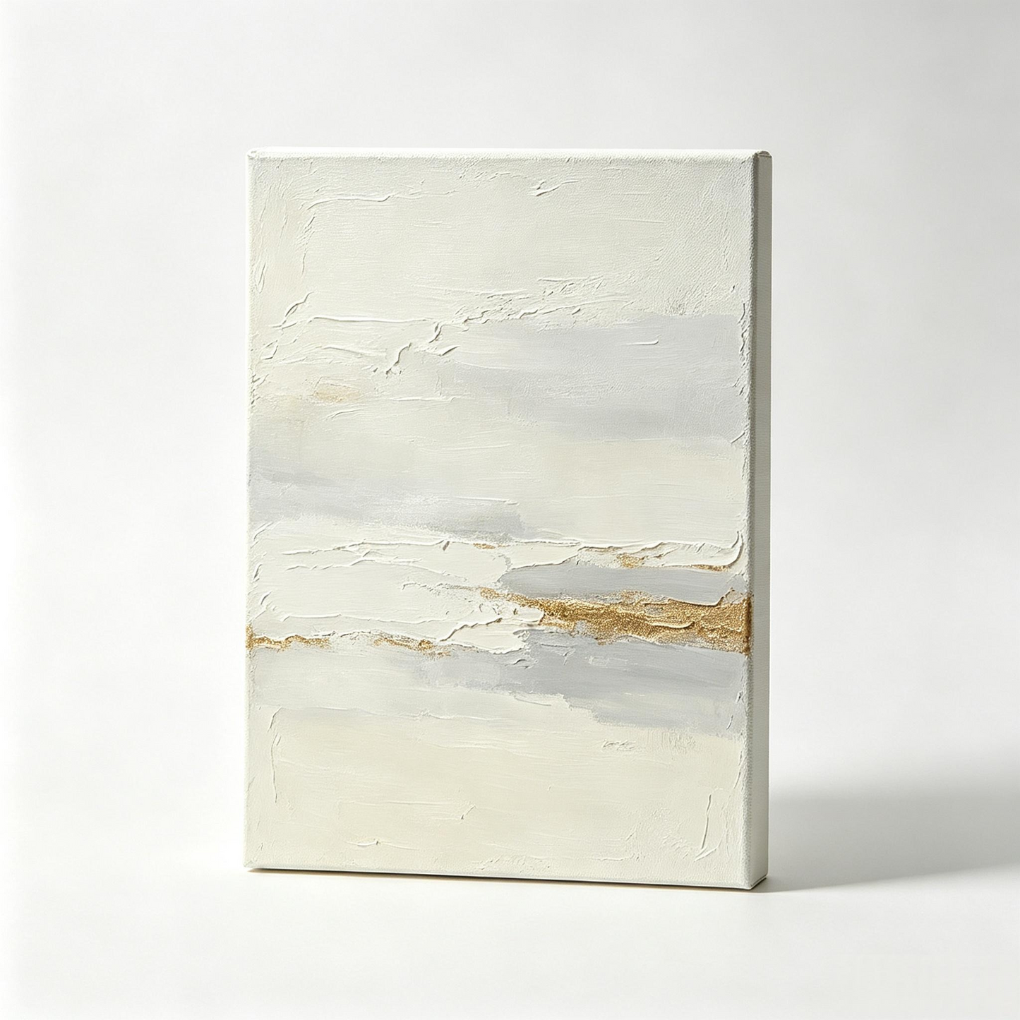 Grey‑White Horizontal Gold Band Vertical Textured Abstract