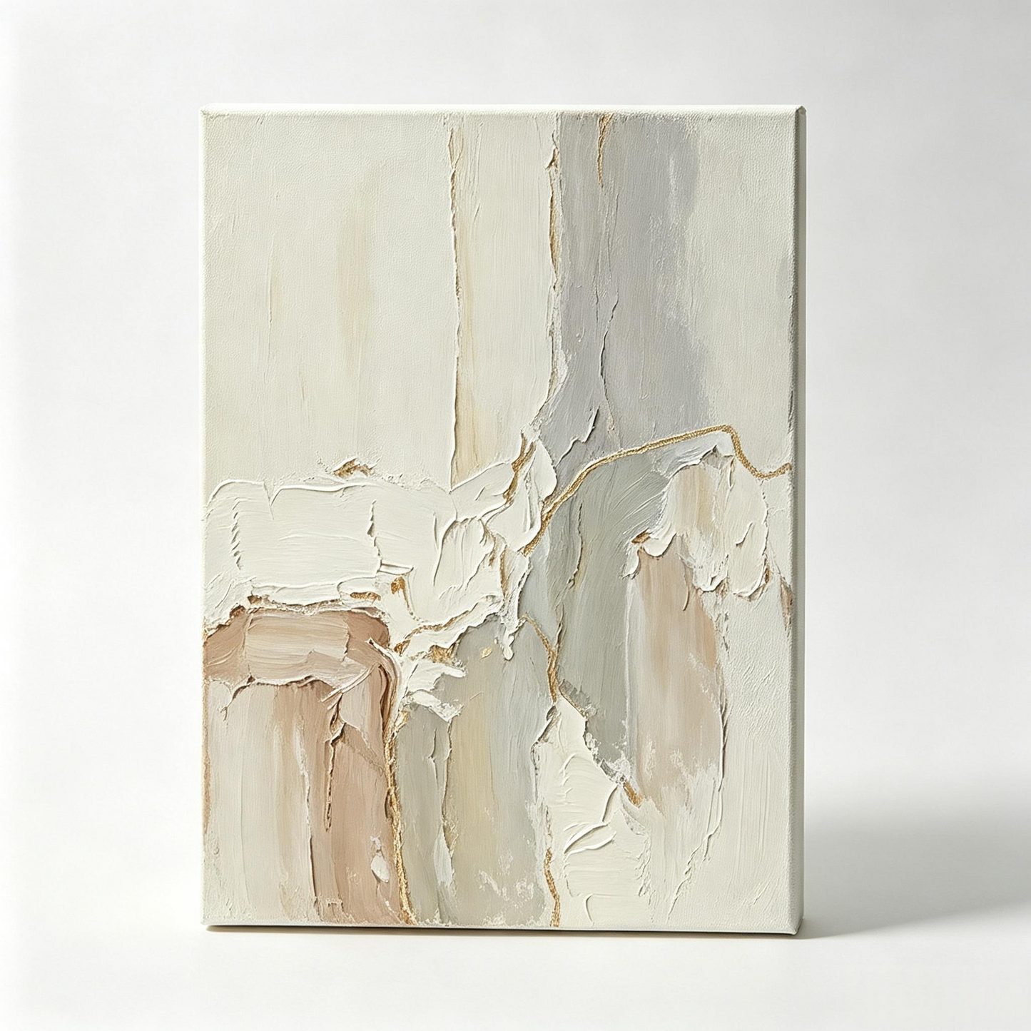Cream‑White Gold Vein Vertical Texture Abstract