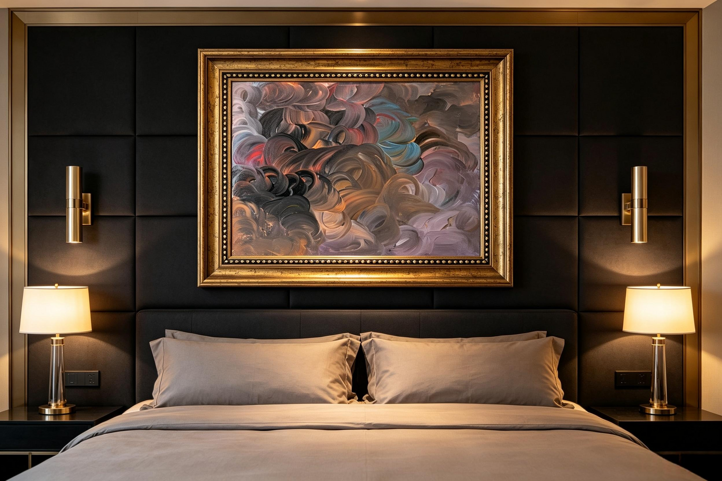 Swirling Cloud Abstract Oil Painting, Moody Textured Wall Art