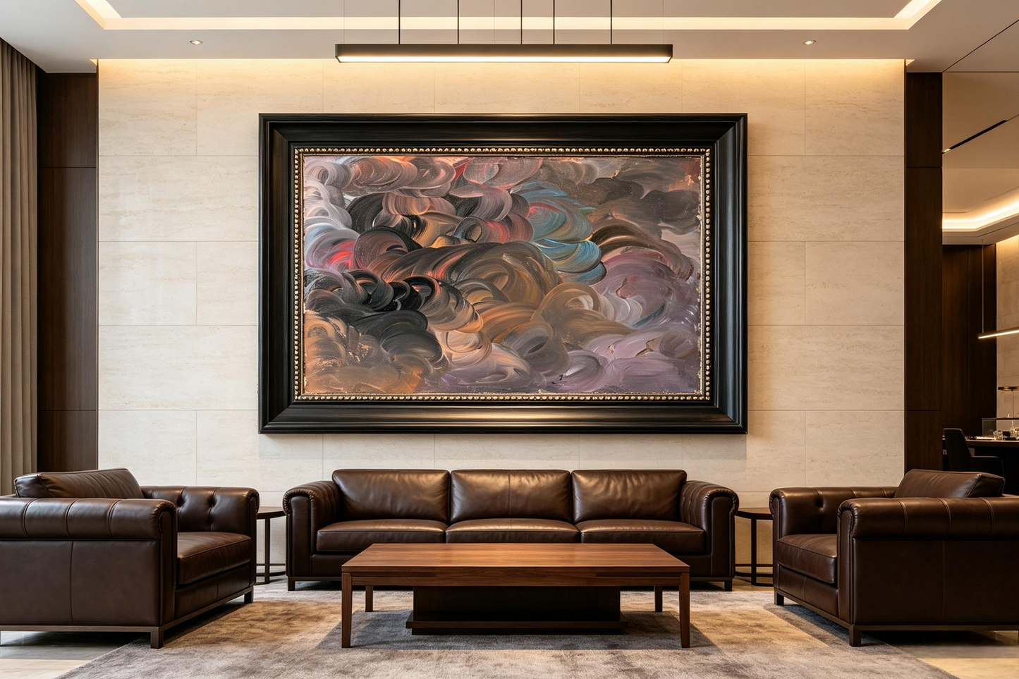 Swirling Cloud Abstract Oil Painting, Moody Textured Wall Art