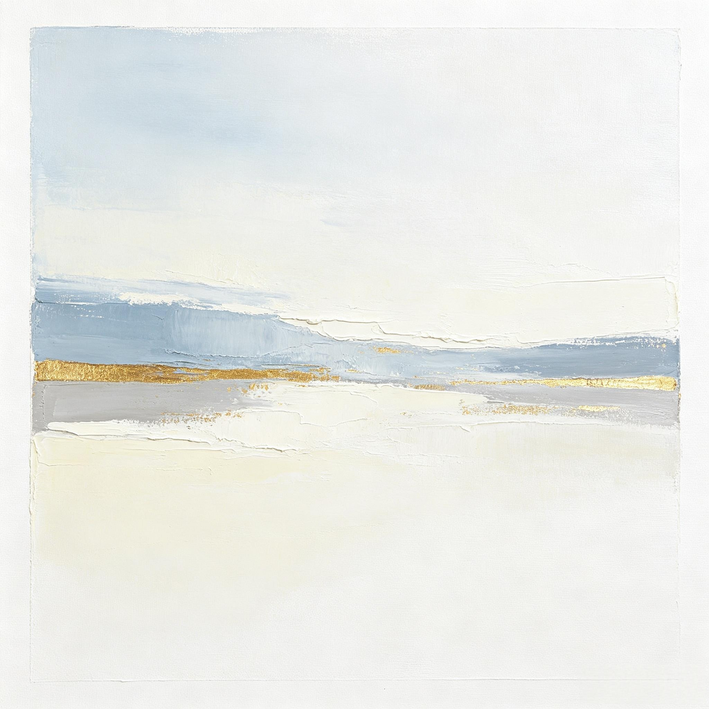 Gold Leaf Dusty Blue Seascape Abstract