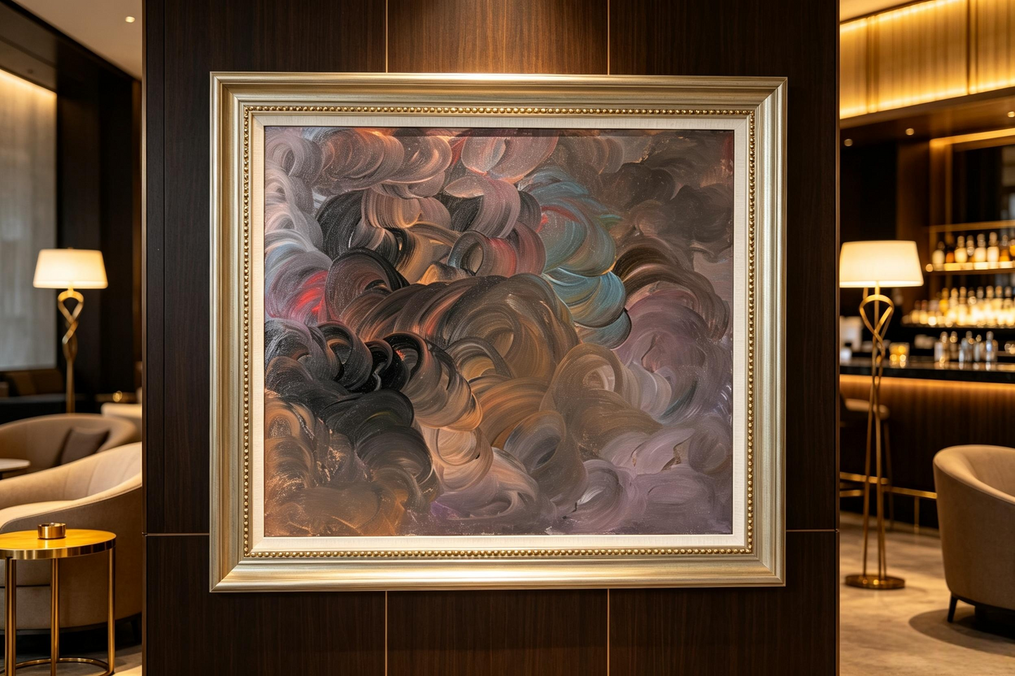 Swirling Cloud Abstract Oil Painting, Moody Textured Wall Art