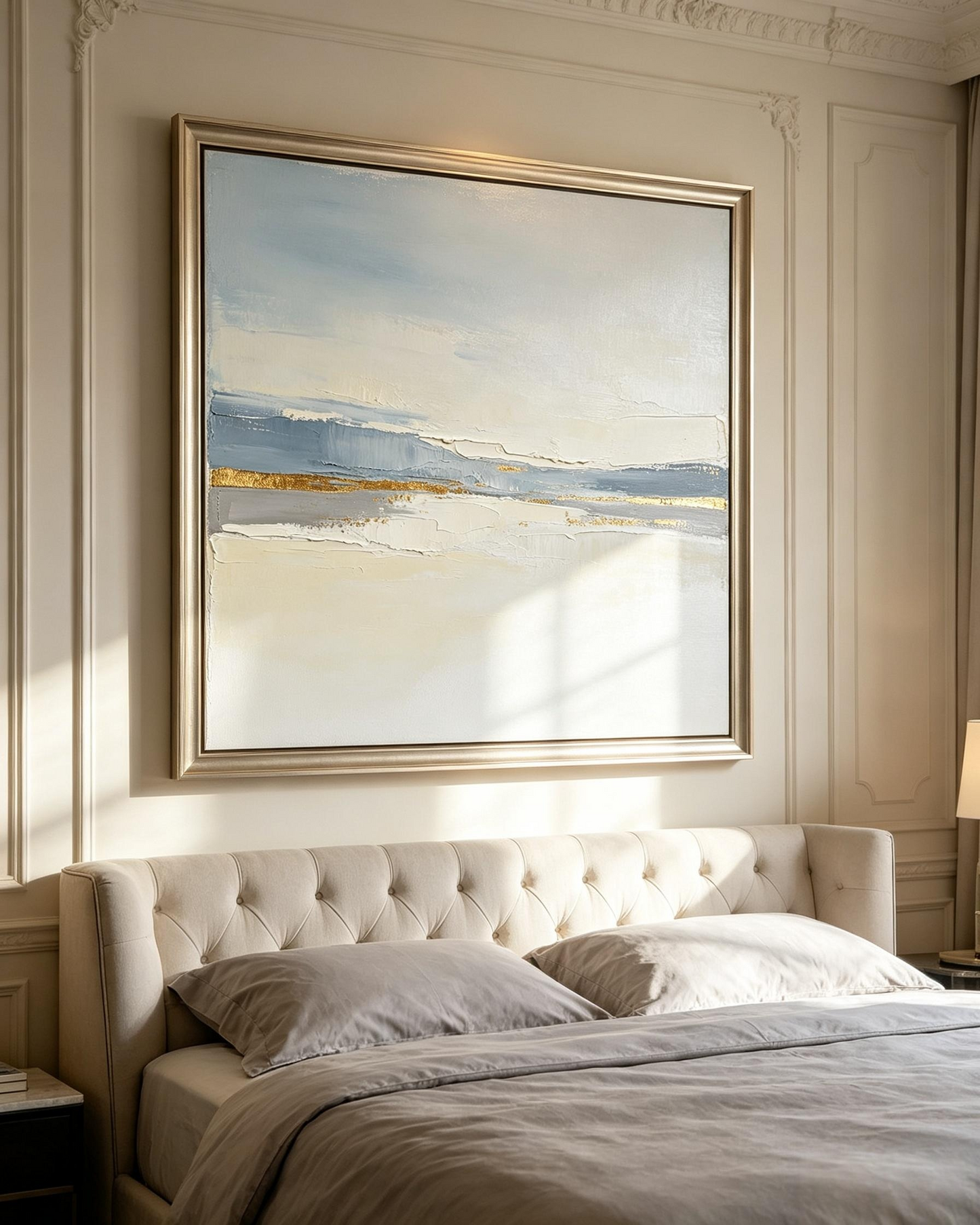 Gold Leaf Dusty Blue Seascape Abstract