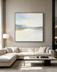 Gold Leaf Dusty Blue Seascape Abstract