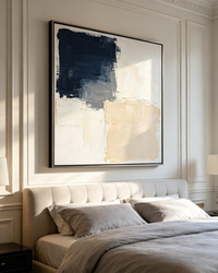 Navy Beige Block Texture Abstract
