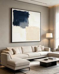 Navy Beige Block Texture Abstract